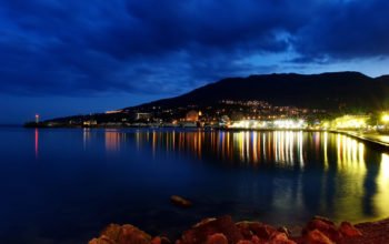 Ялта в Крыму Крым, Ялта, ночной город, обои HD, города, набережная, страны мира