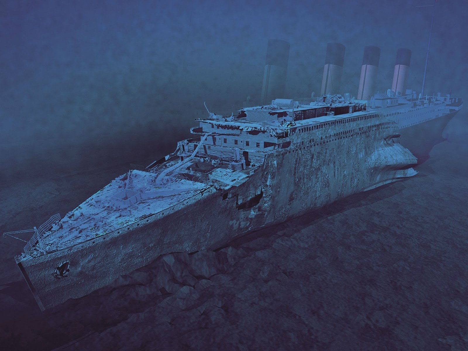 корабли, Титаник на дне океана фото, бездна, titanic