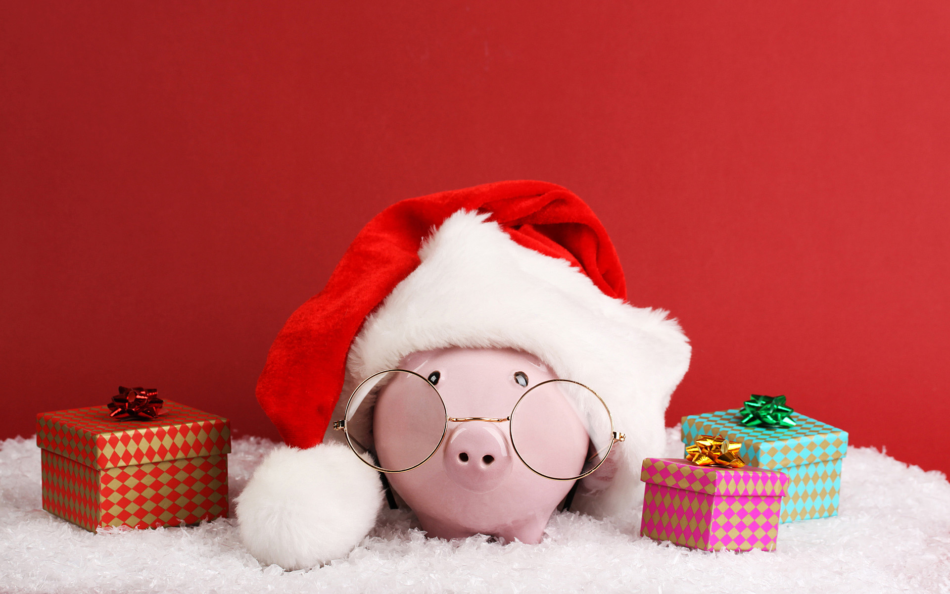 год свиньи, новый Год 2019, подарки, праздник, hd обои