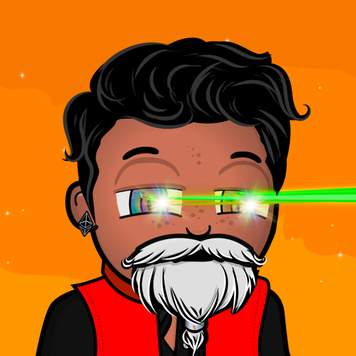 avatar of a person from whose eyes a laser comes out